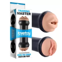 LOVETOY maszturbátor Training Master Double Side Stroker Pussy and Mout - realisztikus, vagina és szájnyílással, testszínű, vízálló, vibráció nélküli