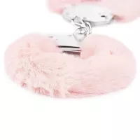 LOVETOY bilincs Fetish Pleasure Fluffy Hand Cuffs Pink - fém, rózsaszín plüss borítással