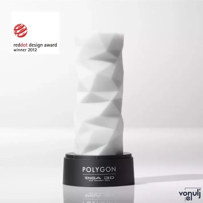 TENGA maszturbátor 3D Polygon - vízálló, fehér színben, különleges sokszögekkel díszített megjelenéssel