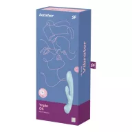 SATISFYER csiklóizgatós vibrátor Triple Oh Light Blue - világoskék színben, masszírozós, három motoros, vízálló, akkumulátoros