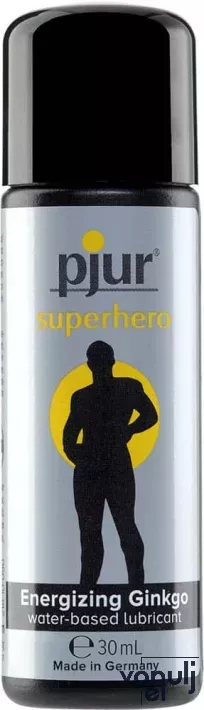 PJUR intim síkosító Superhero Bottle 30 ml - férfiaknak, vízbázisú, ginkgo kivonattal, energizáló és serkentő hatással, óvszerhez és segédeszközhöz is