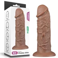 LOVETOY élethű dildó 10,5" CHUBBY DILDO BROWN - nagy méretű, vastag,  herék nélkül, letapasztható, PVC (27 cm)