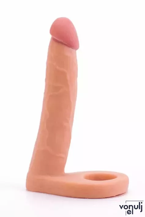 LOVETOY anál dildó The Ultra Soft Double 2 - realisztikus, testszínű, herepánttal rögzíthető, vízálló, TPE, 15,9 cm