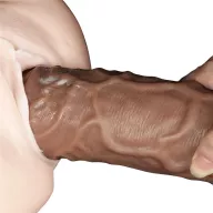 LOVETOY élethű vibrátor 10.5'' Realistic Chubby Vibrating Dildo Brown - vízálló, távirányítóval, tapadókoronggal, elemes, PVC ( 27cm)