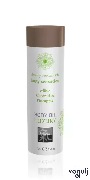 SHIATSU testolaj Luxury Body Oil Edible Coconut & Pineapple 75 ml - ehető, kókusz és ananász ízű