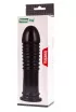 LOVETOY anál dildó King-Sized Anal Bumper - fekete színben, bordázott, letapasztható, vízálló, PVC, 22,5 cm