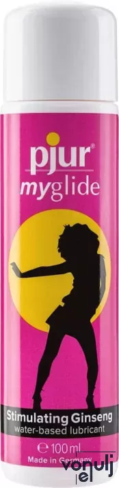 PJUR intim síkosító Myglide Bottle 100 ml - vízbázisú, forrósító hatással, stimuláló ginzenggel, óvszerhez és segédeszközhöz is