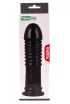 LOVETOY anál dildó King-Sized Anal Bumper - fekete színben, bordázott, letapasztható, vízálló, PVC, 22,5 cm