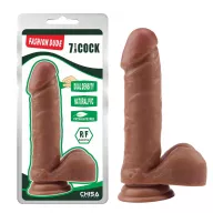 CHISA NOVELTIES élethű dildó Fashion Dude 7,9 inch Cock Latin - közepes méretű, letapasztható, herékkel, sötét testszínű, vízálló, PVC (19,5 cm)