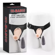 CHISA NOVELTIES felcsatolható vibrátor Basic Vibrating Strap-on Harness-Flesh - realisztikus, vízálló, állítható hám, távirányítós, elemes,(19 cm)