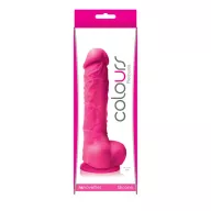 NS NOVELTIES élethű dildó COLOURS PLEASURES SMALL - kis méretű, herékkel, letapasztható, pink, szilikon (17,8 cm)