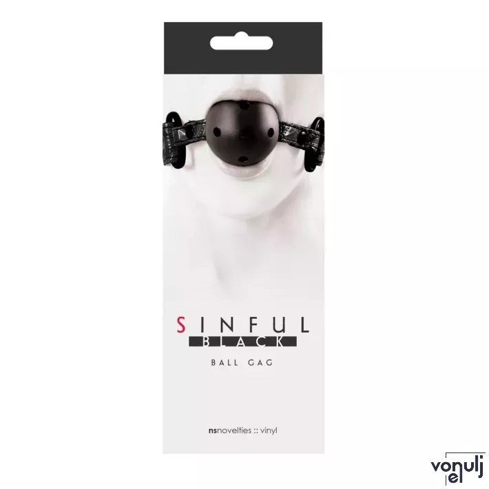 NS NOVELTIES szájpecek Sinful Ball Gag Black - fekete színben, fetish játékokhoz