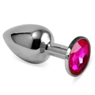 LOVETOY fenékdugó Rosebud Classic Metal Plug S Fuchsia - ezüst színben, rózsaszín kővel, S-méretben, vízálló, fém (6.8 cm)