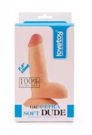 LOVETOY élethű dildó 7.5" ULTRA SOFT DUDE - közepes méretű, ultra rugalmas, herékkel, letapasztható, TPE (19 cm)