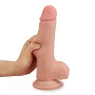 LOVETOY élethű dildó 7,5" SKINLIKE SOFT DONG - közepes méretű, kétrétegű, extra rugalmas külső réteg, herékkel, letapasztható, TPE (19 cm)