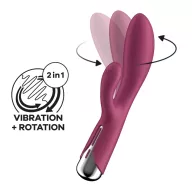 SATISFYER csiklóizgatós vibrátor Spinning Rabbit 1 Red - bordó színben, klitoriszkaros, g-pontos, forgó stimulációval, vízálló, akkumulátoros