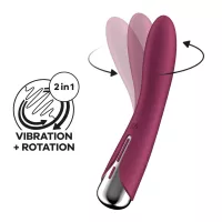 SATISFYER G pont vibrátor Spinning Vibe 1 Red - bordó színben, g-pontos, forgó stimulációval, vízálló, akkumulátoros