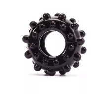 LOVETOY péniszgyűrű Power Plus Cockring 3 - fekete színben, külső stimuláló felülettel, vízálló, vibráció nélküli