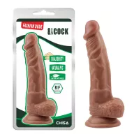 CHISA NOVELTIES élethű dildó Fashion Dude 8.5 inch Cock Latin - nagy méretű, letapasztható, herékkel, testszínű, vízálló, PVC (21,5 cm)