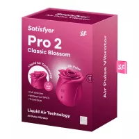 SATISFYER léghullámos csiklóizgató Pro 2 Classic Blossom - bordó színben, innovatív Liquid Air technológiával, vízálló, akkumulátoros