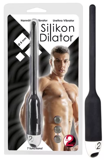 YOU2TOYS húgycső stimulátor Dilator Black - fekete színben, vibrációs funkcióval, elemes, szilikon, vízálló (19 cm)