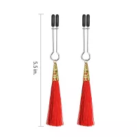 LOVETOY mellbimbó csipesz Glamor Tassel Nipple Clamp Red - piros díszítéssel