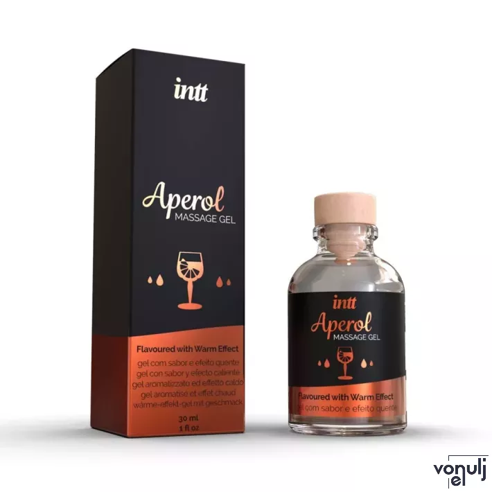 INTT masszázsgél Massage Gel Aperol Glass Bottle 30 ml - ehető, Aperol ízű, melegítő hatású