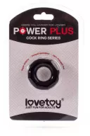 LOVETOY péniszgyűrű Power Plus Cockring 4 - fekete színben, külső stimuláló felülettel, vízálló, vibráció nélküli