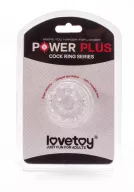 LOVETOY péniszgyűrű Power Plus Cockring 7 - áttetsző, külső stimuláló felülettel, vízálló, vibráció nélküli