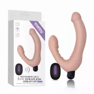 LOVETOY Strap-on vibrátor Rechargeable IJOY Strapless Strap-on - testszínű, kétágú, hajlítható, távirányítós, akkumulátoros, (12,7 cm)