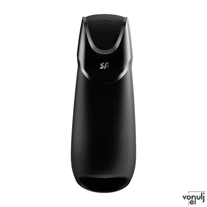 SATISFYER péniszvibrátor Men Vibration+ Connect App - fekete színben, okos, ingyenes applikációval, vízálló, akkumulátoros, szilikon