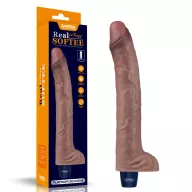 LOVETOY élethű vibrátor 11" Real Softee Rechargeable Silicone - realisztikus, herékkel, vízálló, akkumulátoros, szilikon (27 cm)