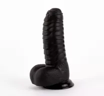 X-MEN nonfiguratív dildó David's 11.9" Cock Black - fekete színben, extra stimuláló felszínnel, letapasztható, vízálló, PVC, 27 cm