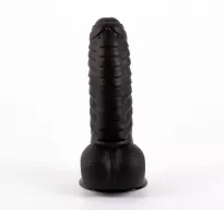 X-MEN nonfiguratív dildó David's 11.9" Cock Black - fekete színben, extra stimuláló felszínnel, letapasztható, vízálló, PVC, 27 cm