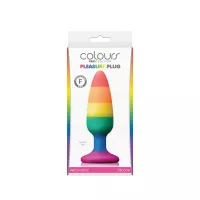 NS NOVELTIES fenékdugó Colours Pride Edition Pleasure Plug Medium Rainbow - szivárvány színben, M-méretben, letapasztható, vízálló, szilikon (13 cm)