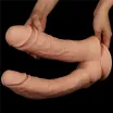 LOVETOY kétágú dildó 12'' Realistic Mega Double Dildo - realisztikus, kétvégű, kétrétegű, hajlítható, letapasztható, vízálló, PVC (30 cm és 33 cm)