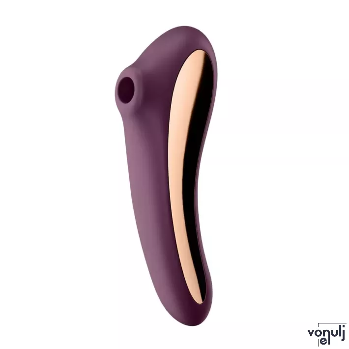 SATISFYER léghullámos csiklóizgató és G-pont vibrátor Dual Kiss Wine Red - lila színben, vízálló, akkumulátoros, ingyenes applikációval