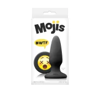 NS NOVELTIES fenékdugó Moji's WTF Medium Black - fekete színben, emojival díszitve, letapasztható, vízálló, szilikon (10,5 cm)