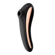 SATISFYER léghullámos csiklóizgató és G-pont vibrátor Dual Kiss Black - fekete színben, vízálló, akkumulátoros, ingyenes applikációval