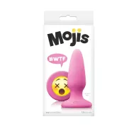 NS NOVELTIES fenékdugó Moji's WTF Medium Pink - rózsaszín színben, emojival díszitve, letapasztható, vízálló, szilikon (10,5 cm)
