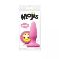 NS NOVELTIES fenékdugó Moji's OMG Medium Pink - rózsaszín színben, emojival díszitve, letapasztható, vízálló, szilikon (10,5 cm)