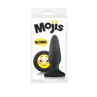 NS NOVELTIES fenékdugó Moji's OMG Medium Black - fekete színben, emojival díszitve, letapasztható, vízálló, szilikon (10,5 cm)