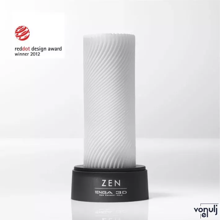 TENGA maszturbátor 3D Zen - vízálló, fehér színben, különleges hullámos megjelenéssel