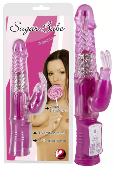 YOU2TOYS csiklóizgatós vibrátor Sugar Babe Purple - lila színben, g-pontos, forgó funkcióval, extra gyöngyös stimulációval, elemes