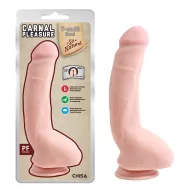 CHISA NOVELTIES élethű dildó Carnal Pleasure - nagy méretű, letapasztható, herékkel, testszínű, vízálló, TPE (23,5 cm)