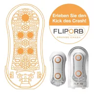 TENGA maszturbátor Flip Orb Orange Crash - vákuumos, vízálló, narancs-fehér színű tokban