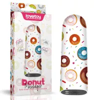 LOVETOY minivibrátor Rechargeable Donut Massager - fehér színben, egyedi fánk mintás külsővel, vízálló, akkumulátoros