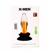 X-MEN fenékdugó 10 Speeds Vibrating Plug - áttetsző-narancssárga színben, vibrátoros, vízálló, akkumulátoros