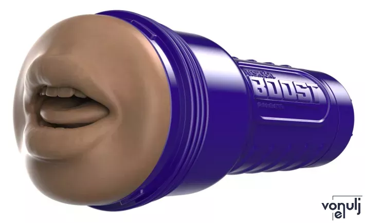 FLESHLIGHT maszturbátor Boost Blow Medium Dark - realisztikus, száj formájú, sötét testszínű, vízálló, vibráció nélküli