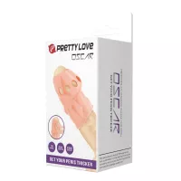 PRETTY LOVE péniszköpeny Penis Sleeve Oscar Flesh - testszínű, vibráció nélküli, végén nyitott, vízálló (6,4 cm)